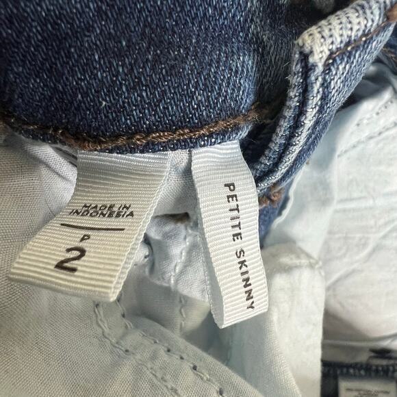 LOFT Skinny Jeans 2 Petite Womens Med Wash Raw Hem Denim Cotton Ankle Mid Rise - Picture 6 of 8
